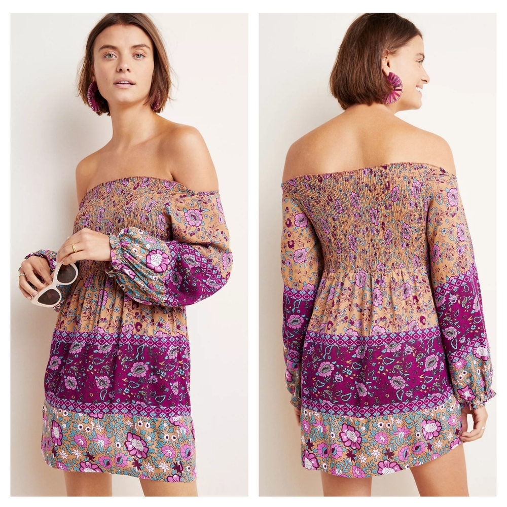 Anthro Raga Faye Floral Off The Shoulder Dress